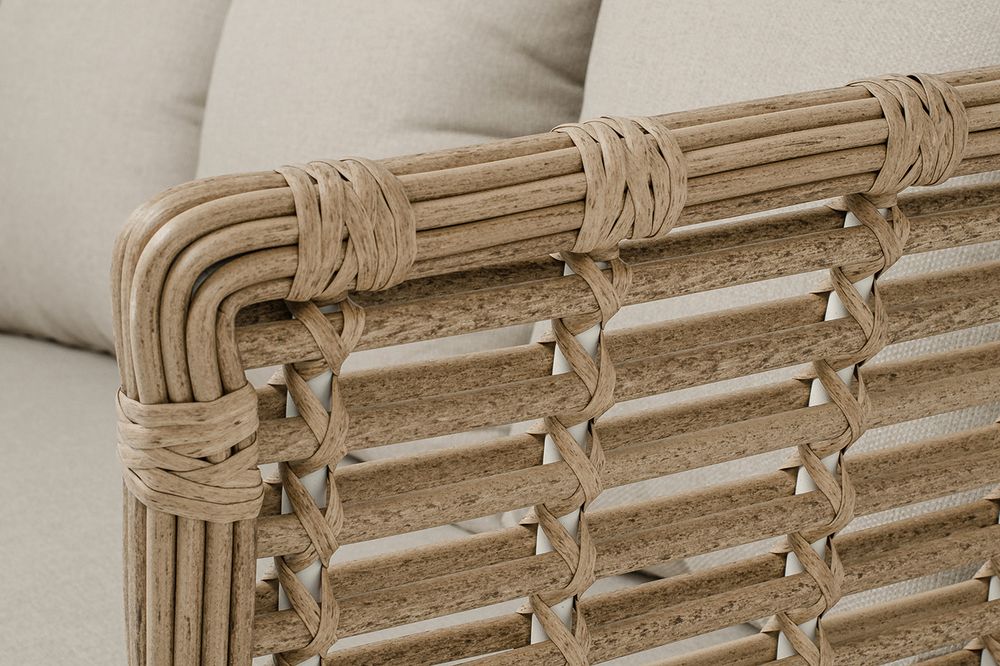 "Валенсия" диван из искусственного ротанга трехместный, цвет соломенный