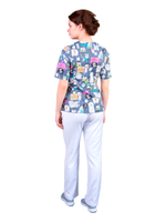 Брюки медицинские женские Тезис TZ317, на резинке со шнурком, белый, 40