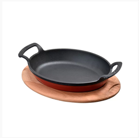 Сковорода овальная с ручками чугун на д/подставке 23*17см. LAVA