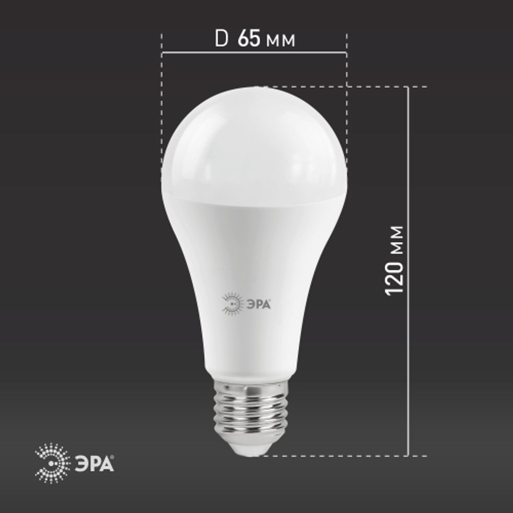 Лампа светодиодная ЭРА STD LED A65-19W-860-E27 19Вт груша холодный дневной свет Е27 | Лампы cветодиодные Груша (A)