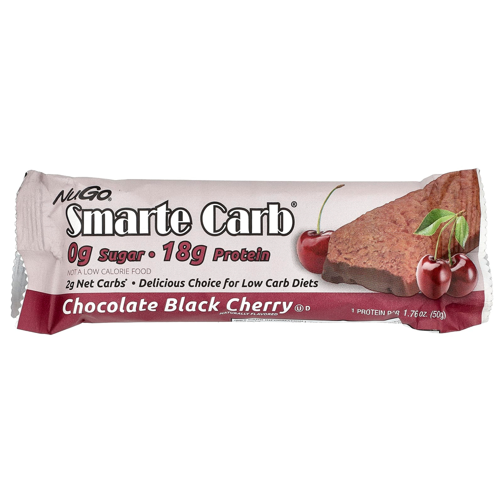 NuGo Nutrition, Протеиновый батончик Smarte Carb®, шоколад с черной вишней, 12 батончиков, 50 г (1,76 унции)