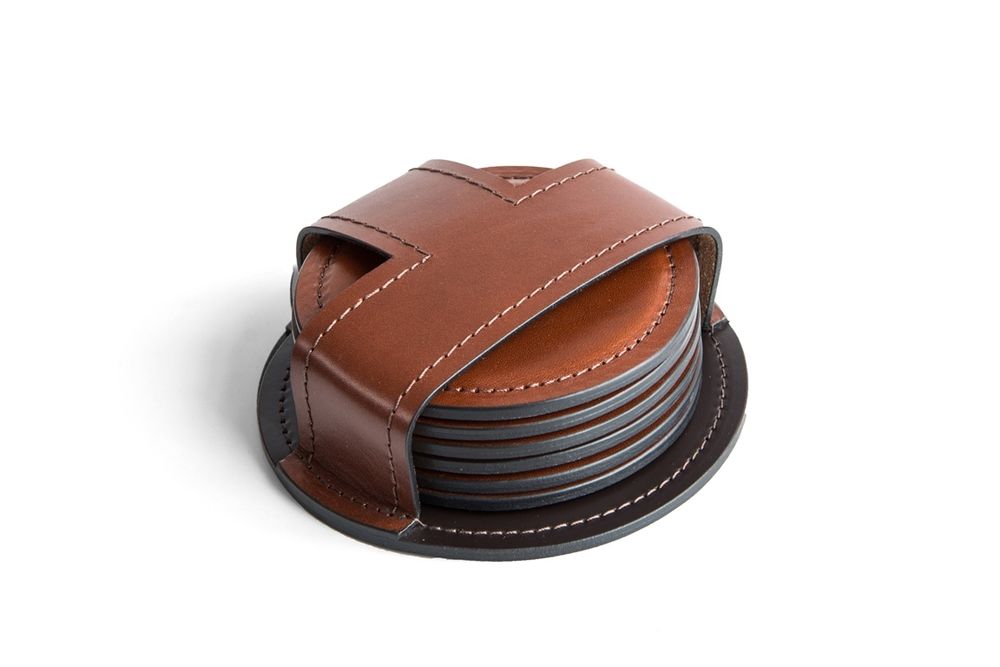 Набор костеров (6 шт) PREMIUM из кожи Full Grain Toscana/Cuoietto шоколад