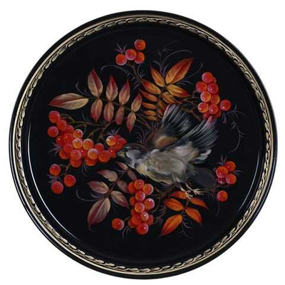 Жостовский поднос декоративный, размер 30 см (A9), металлический