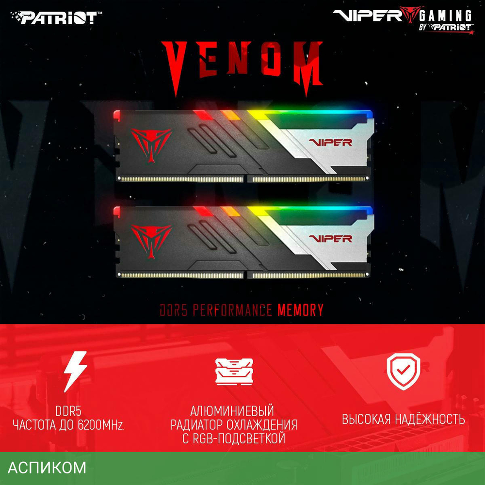 Оперативная память Patriot Viper Venom RGB DDR5 2x16GB (PVVR532G680C34K)