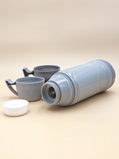 Термос 600 мл. со стеклянной колбой Kamille KM 2030 пластиковый, 2 чашки