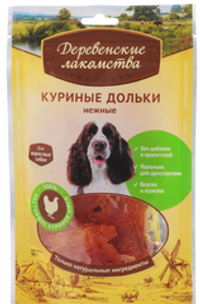 Лакомства для собак Деревенские лакомства 90г Куриные дольки нежные
