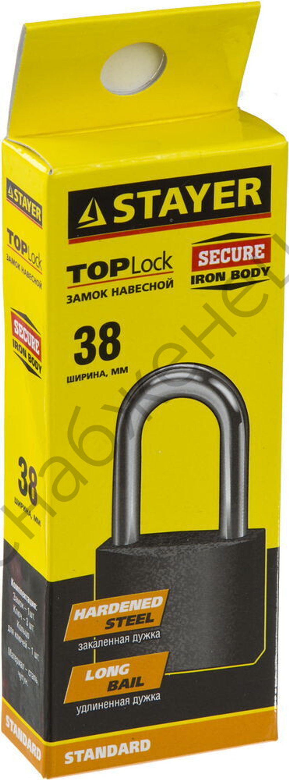STAYER 38 мм, удлиненная дужка, навесной замок (37160-38-1)