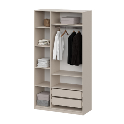 Шкаф распашной с наполнением (7 полок + 2 ящика + штанга) ШК 5 (1200), Меланж