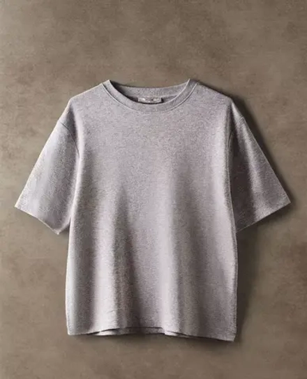 ZARA HOME ХЛОПКОВАЯ ФУТБОЛКА, СЕРЫЙ
