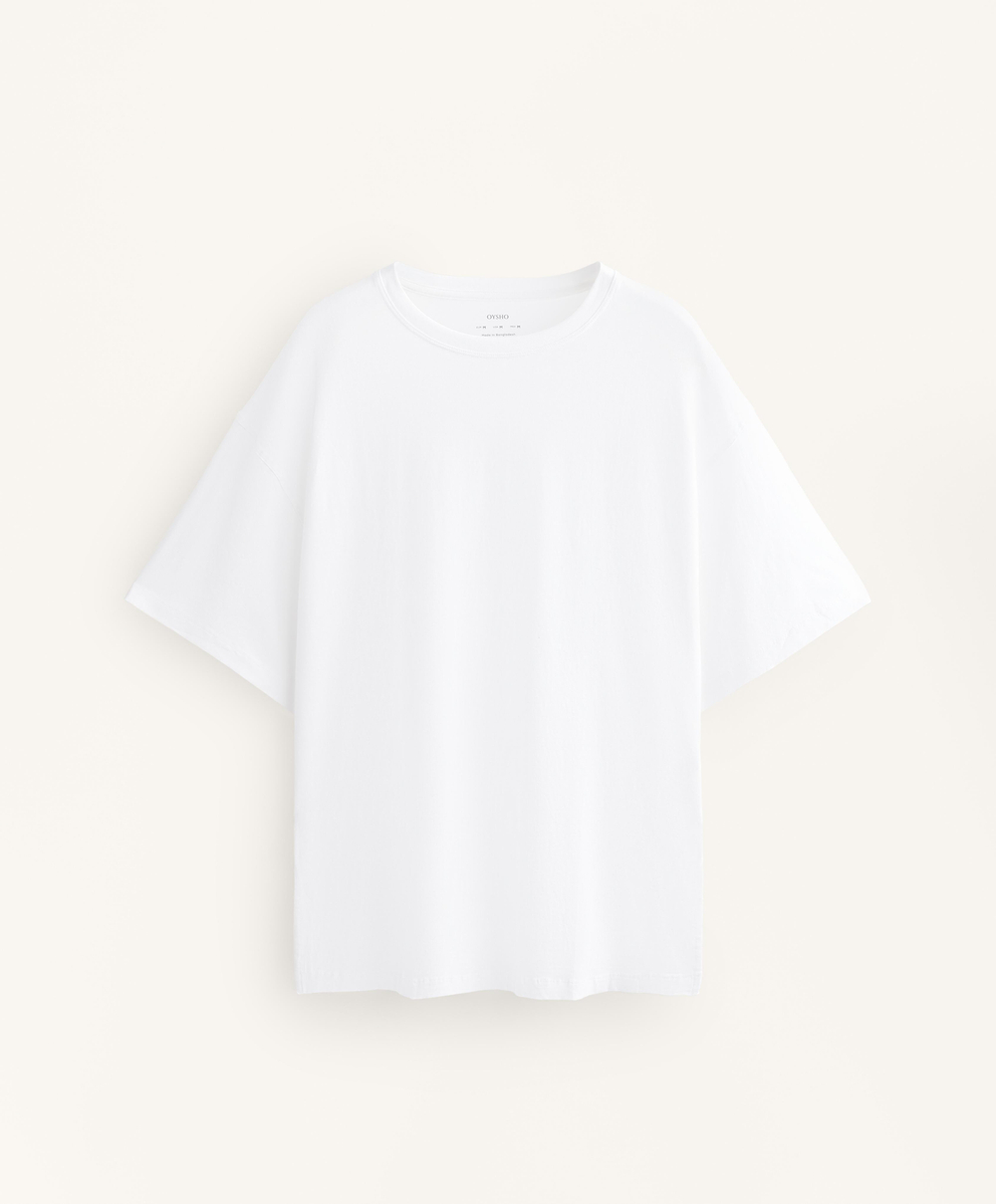 Oysho Футболка из смесового хлопка, белый