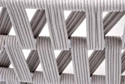 "Диего" кресло плетеное из роупа, основание дуб, каркас алюминий светло-серый (RAL7035) муар, роуп бежевый круглый, ткань бежевая 052