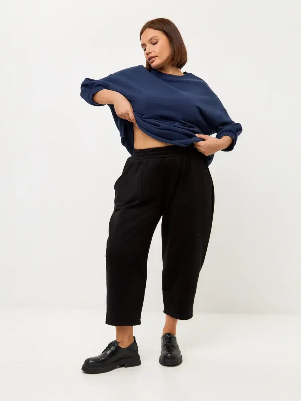 Брюки бананы утепленные с начёсом широкие