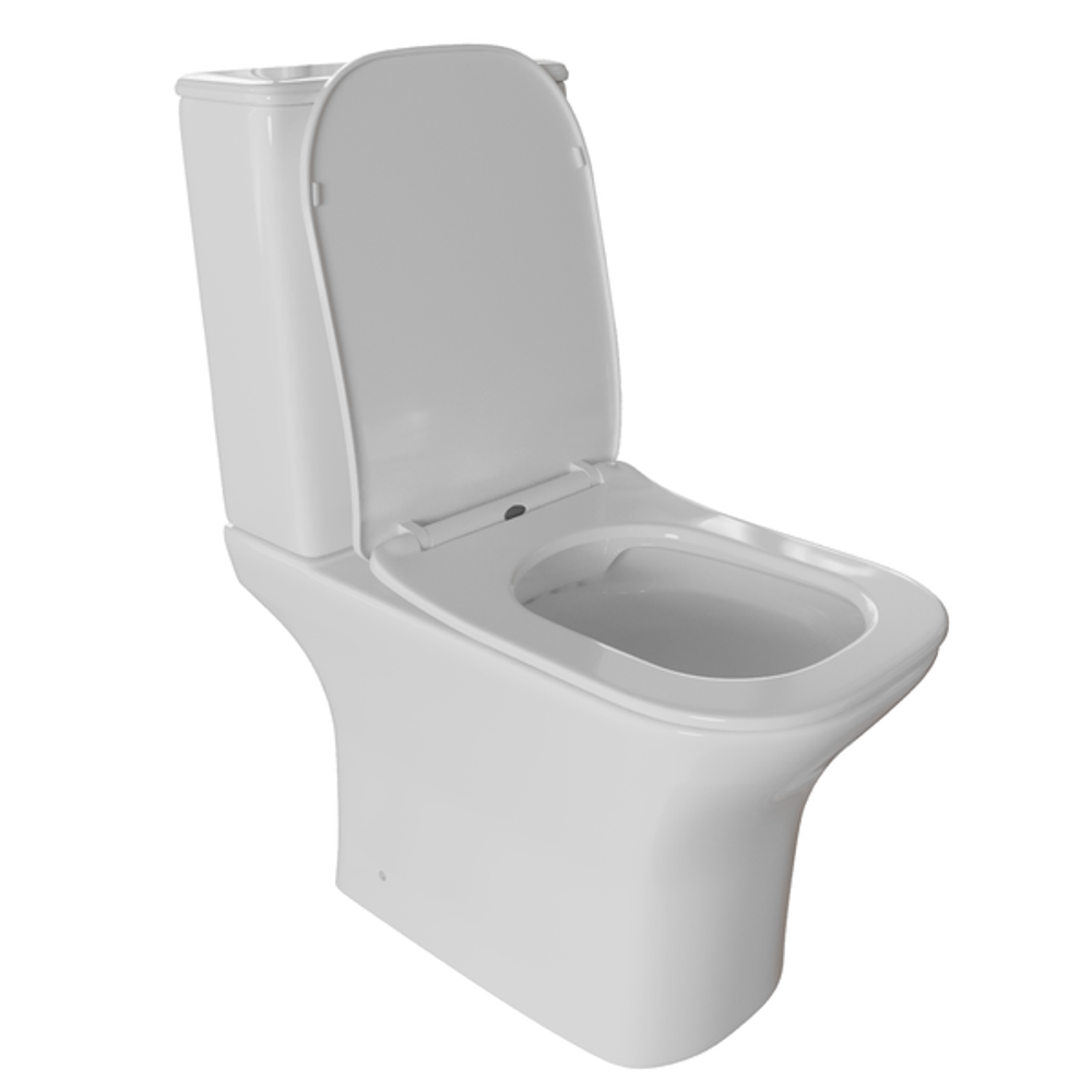 Унитаз-компакт безободковый WAVE CITY гориз, нижн, 2-кн.арм, сид. полипр, м/л, быстр, БЕЛЫЙ глянец