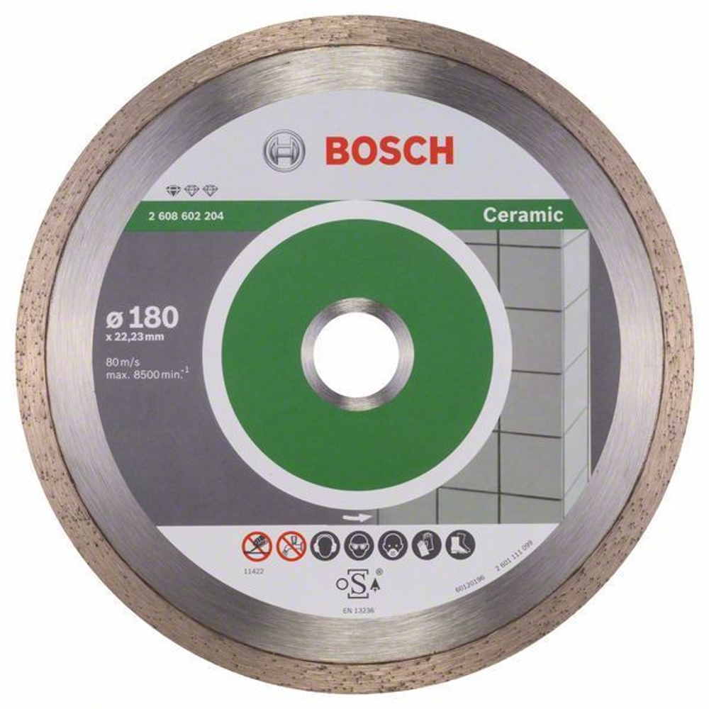 Алмазный отрезной круг по керамике Bosch Standard for Ceramic 180x22.23x1.6x7 мм 2608602204