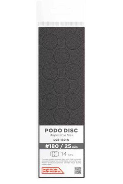 Nippon Nippers. Файлы для пододисков сменные одноразовые, абразив 180, карбид-кремния, 14 шт. Диаметр 25 мм.