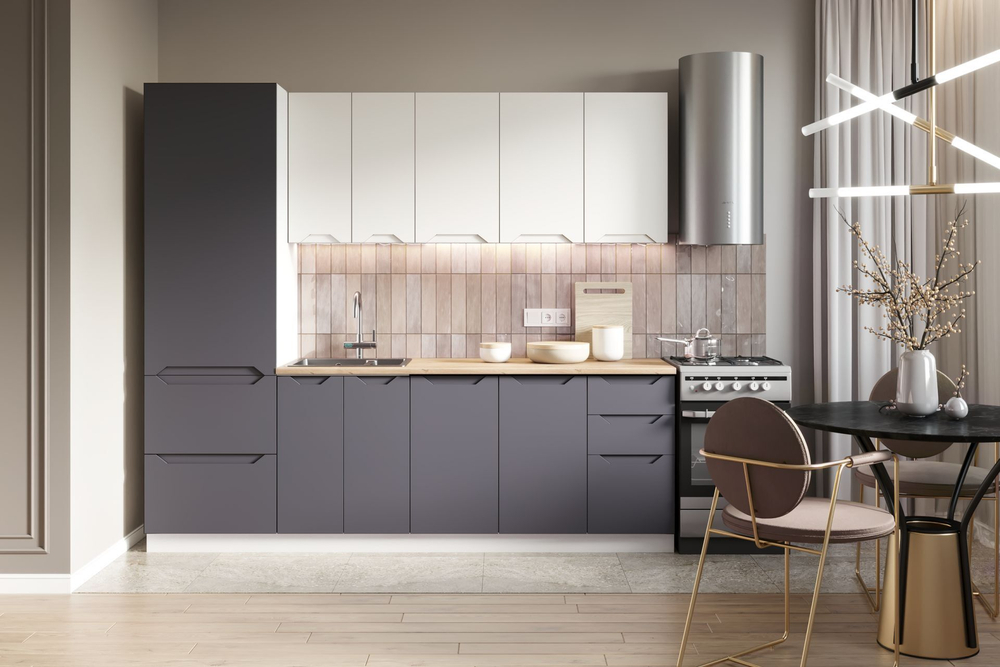 Кухонный гарнитур Хельга, модульный, ЛДСП, МДФ, 240х83х60 см