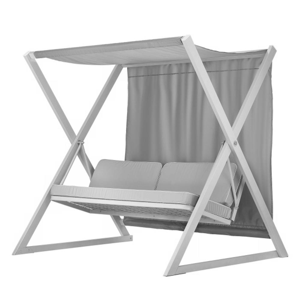 Качели садовые 3-х местные Сакура с004(каркас серебряный, м/э серый рис.без рисунка)2 упаковки