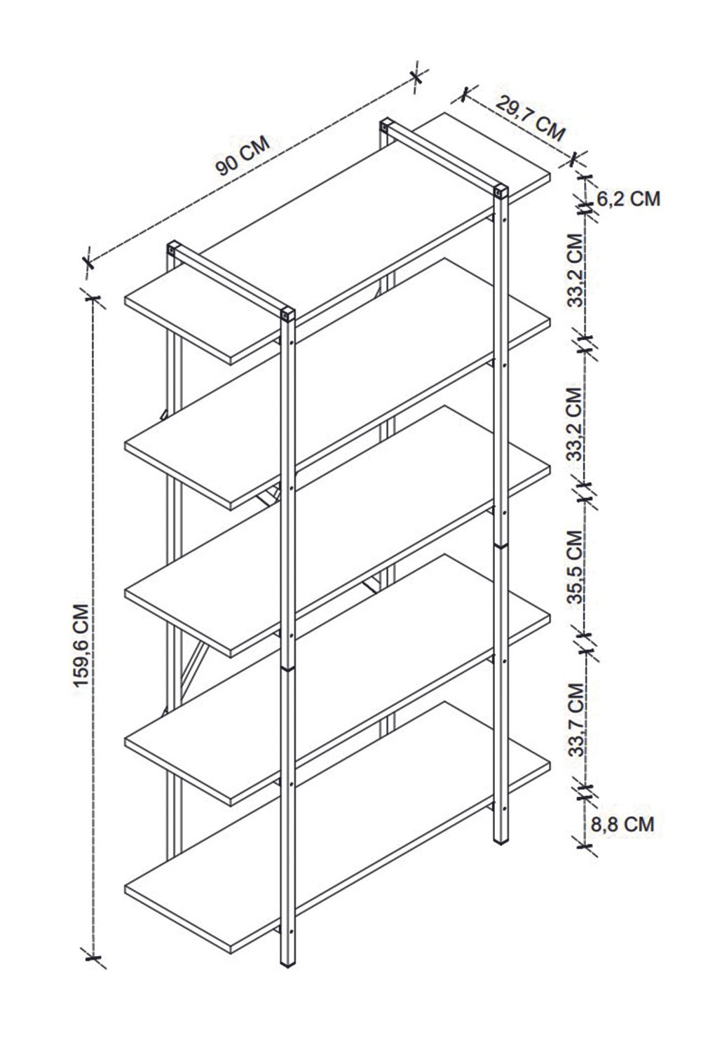 Стеллаж TEOS 160х90 - сосна