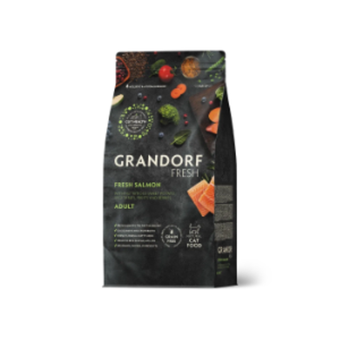 Сухой корм GRANDORF FRESH CAT Salmon беззерновой, лосось с бататом для взрослых кошек, для здоровья кожи и шерсти или склонных к аллергии 0,4кг