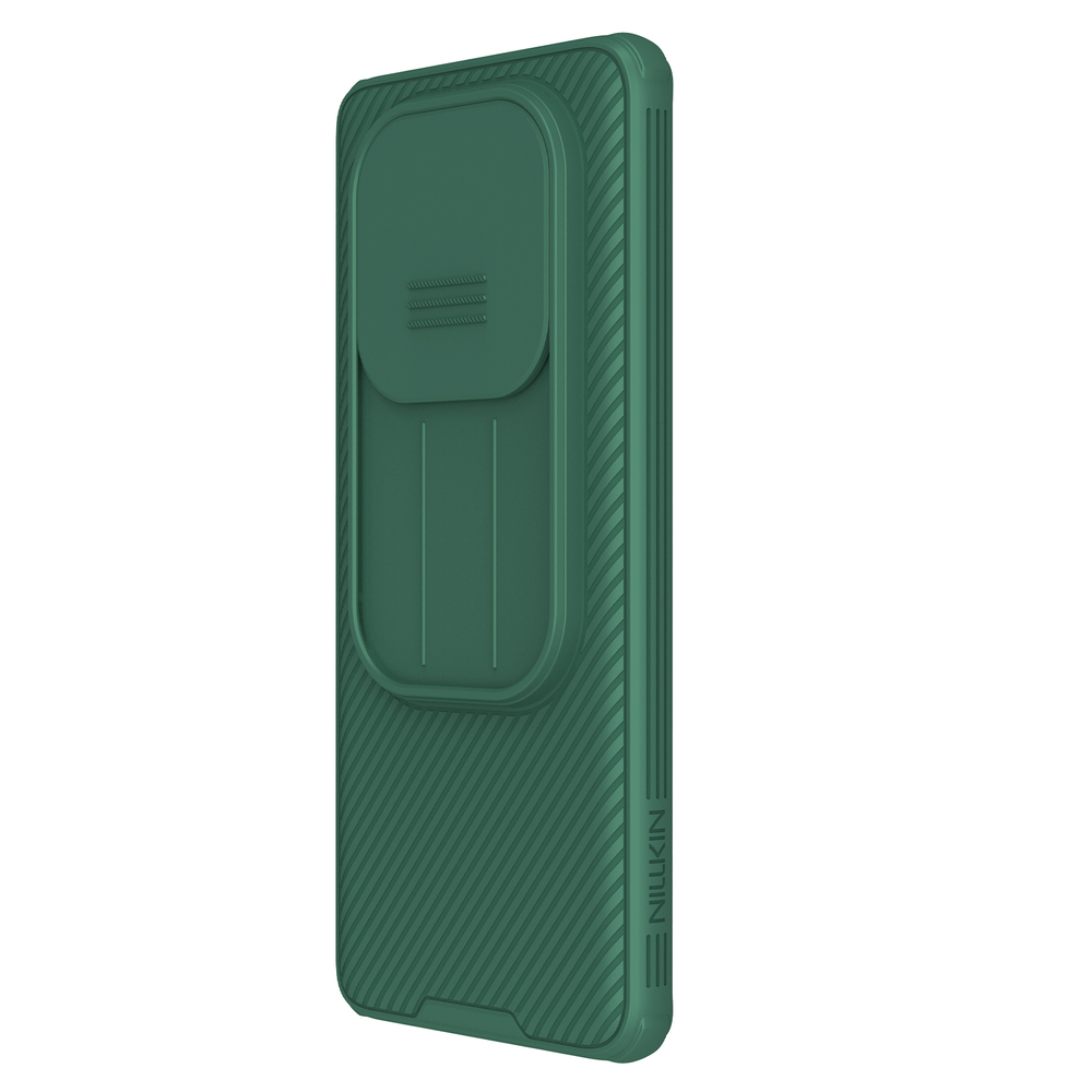 Чехол зеленого цвета (Dark Green) от Nillkin с сдвижной шторкой для камеры для Xiaomi Redmi Note 14 Pro+ Плюс 5G, серия CamShield Pro Case