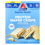 Atkins, Anytime Snacks, протеиновые вафли, лимонный крем, 5 батончиков, 36 г (1,27 унции)