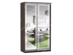 Шкаф купе Модерн 1190х450 2-х дверный 2-х секционный зеркальный с пескоструем №1 венге