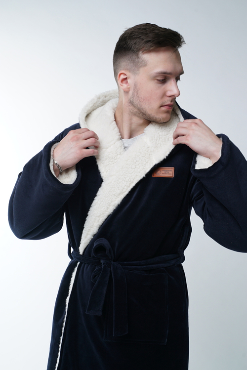 Теплый халат "Северный путь" на меху из натуральной овечьей шерсти