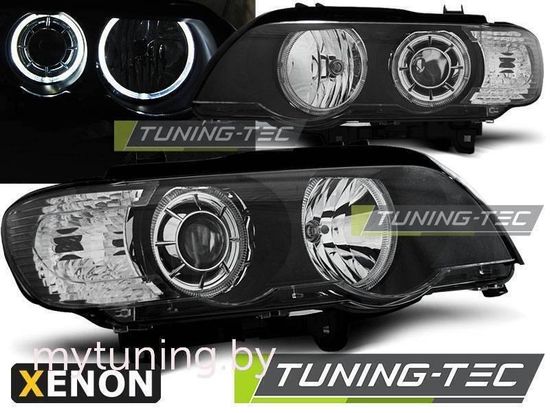 Передние фары led angel eyes black XENON для BMW X5 E53
