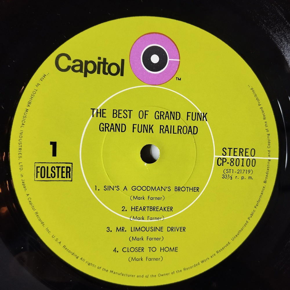 Винтажная виниловая пластинка LP The Best Of Grand Funk (Japan 1971) (No Obi) Aimless Lady
