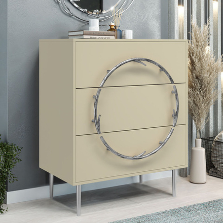 Комод Арт Колор matte Стайл Сильвер с 3 ящиками Серый шелк матовый