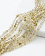 Кварц рутиловый граненый, размер около 2,9-3,1 мм, цена за нить 125 шт (около 38 см)