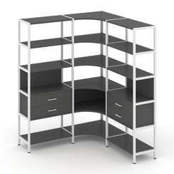 Shelf System Трехсекционный угловой стеллаж пятиярусный с ящиками SN.STMU-531 Антрацит/Металл Белый