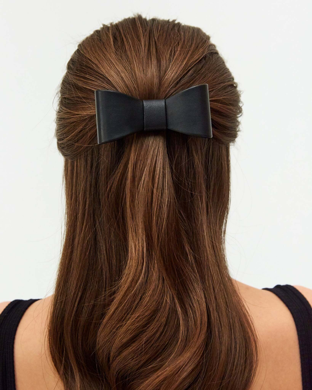 Бант-бабочка из черной кожи XS