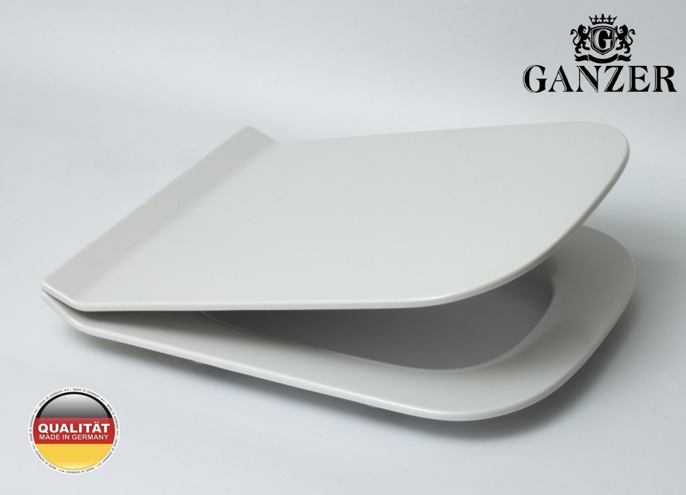 Крышка для унитаза с МИКРО. квадрат (БЕЛЫЙ, д.413мм*ш.340мм) GANZER  (5/1шт)