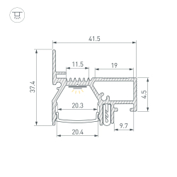 Профиль STRETCH-20-WALL-D-SIDE-2000 WHITE (Arlight, Алюминий) 042945