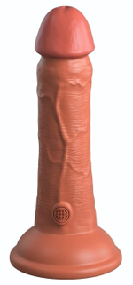 Фаллоимитатор цвета карамели 6 Vibrating Silicone Dual Density Cock - 17,8 см. (Цвет: карамель (темно-бежевый))