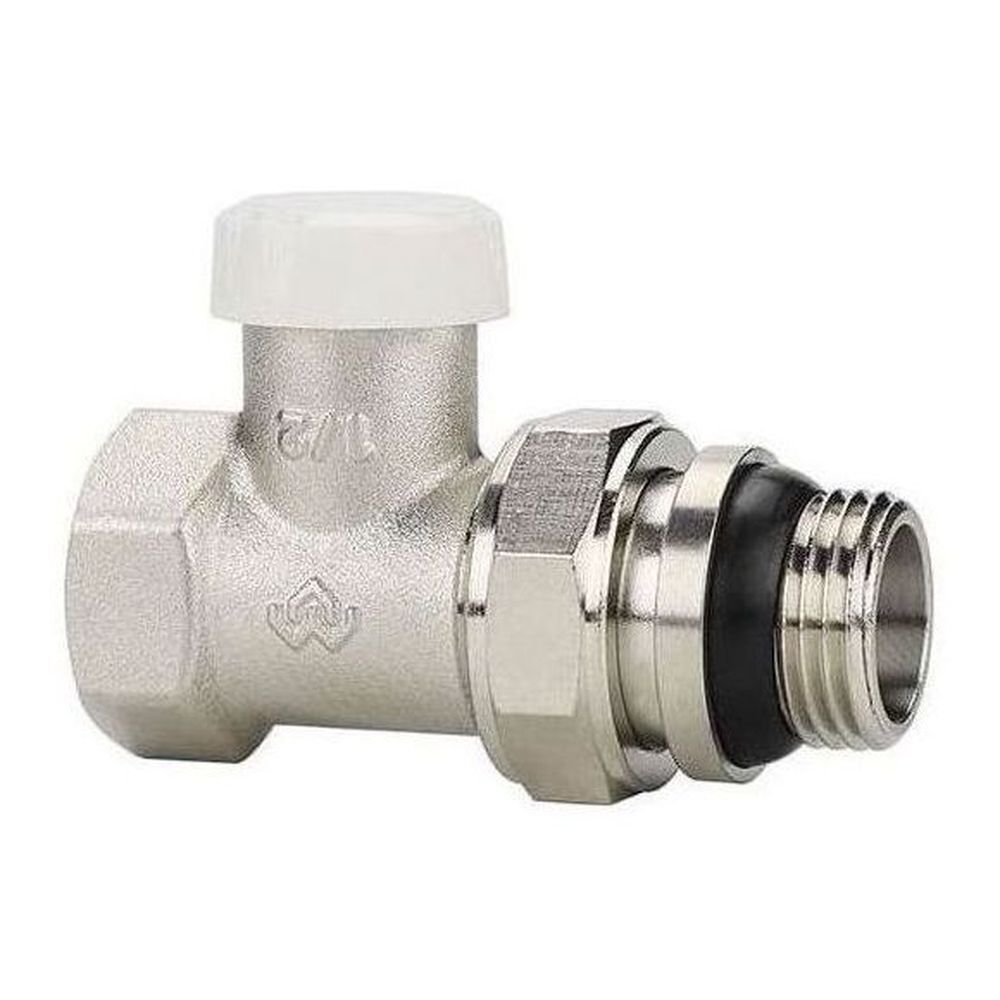 Запорный радиаторный клапан, серия VM103, прямой, с самоуплотняющимся полусгоном 1/2"