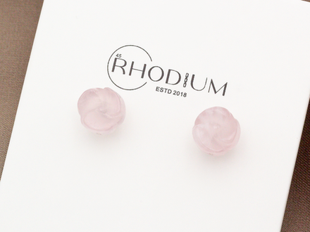 Серьги-гвоздики "Розы. Розовый кварц" 8мм