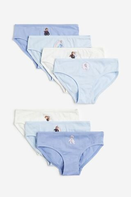 H&M Набор из семи хлопковых трусов, светло-голубой