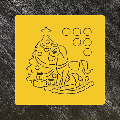 Трафарет №22 Елка и лошадка