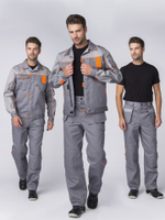 Костюм Драга-1 (тк.Смесовая МВО,240) брюки, серый/св.серый/оранжевый