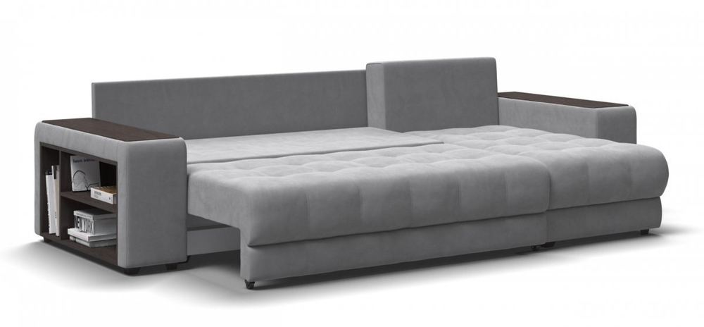 Угловой диван Босс ХЛ Велюр Монолит сталь