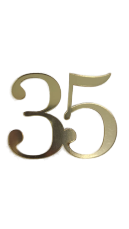 Топпер без шпажки цифра «35» золото 7*6 см