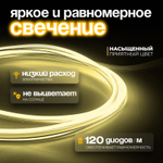 Неоновая светодиодная лента PJShop 4м, 8х16мм, 220В, IP 67, гибкий неон, синий, кратность реза 10 см