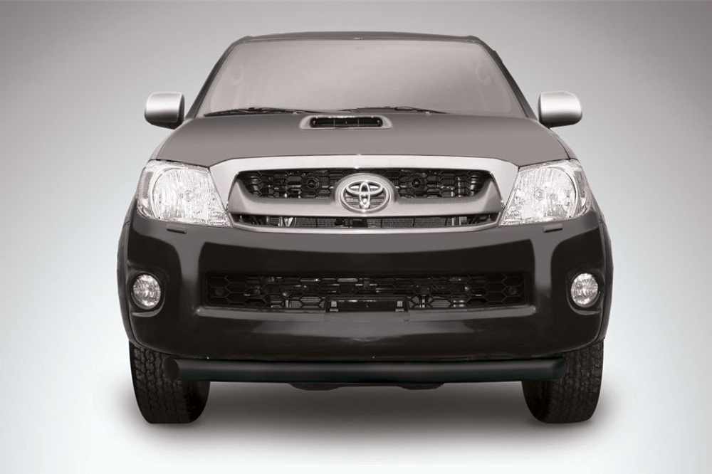 Защита переднего бампера (нержавейка) Toyota Hilux (2011-2015) d57 радиусная (черный)