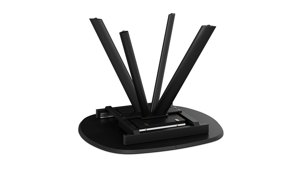 Стол кухонный обеденный раздвижной Черный муар/Керамика матовая серый мрамор 100(135)х90х76 см