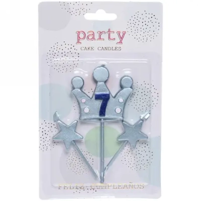 Свечи для торта Цифра Король желаний «7», голубой