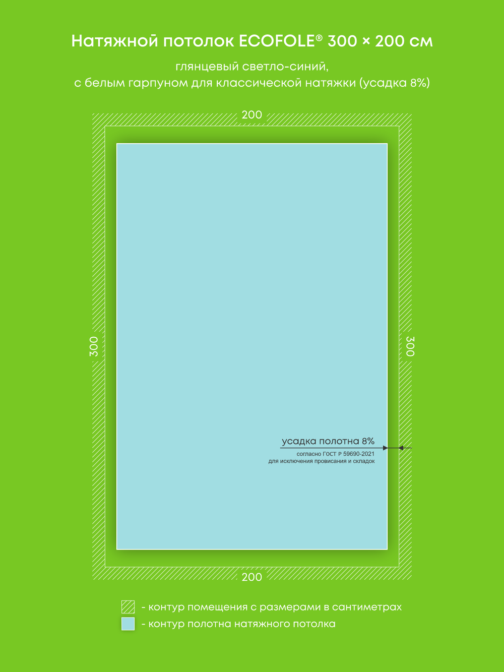 Глянцевый натяжной потолок 6 м2