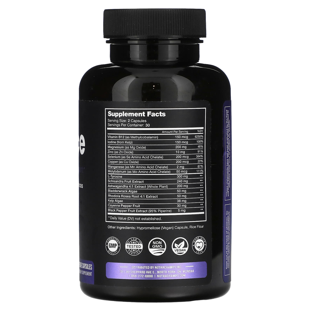 NutraChamps, Balance, поддержка надпочечников и щитовидной железы, 60 растительных капсул