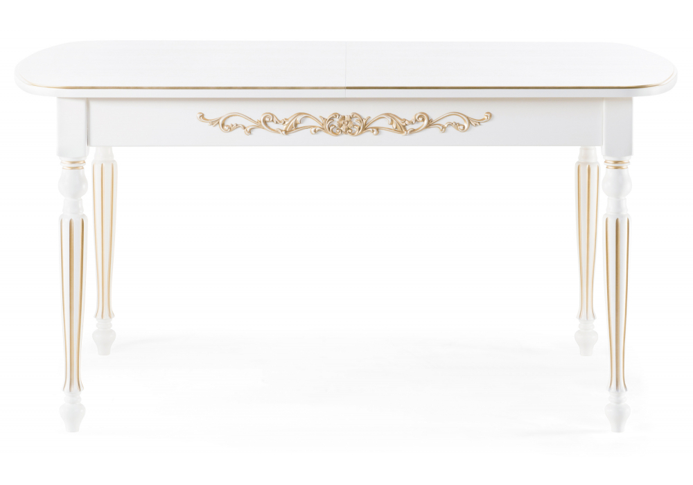 Стол деревянный Woodville Бевье молочный, золото